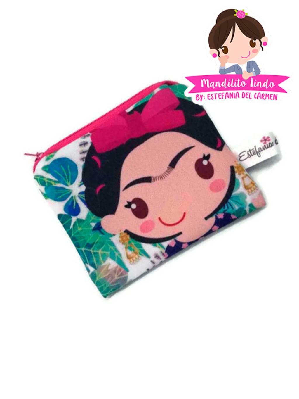 Monedero - Frida cabeza hojas verdes