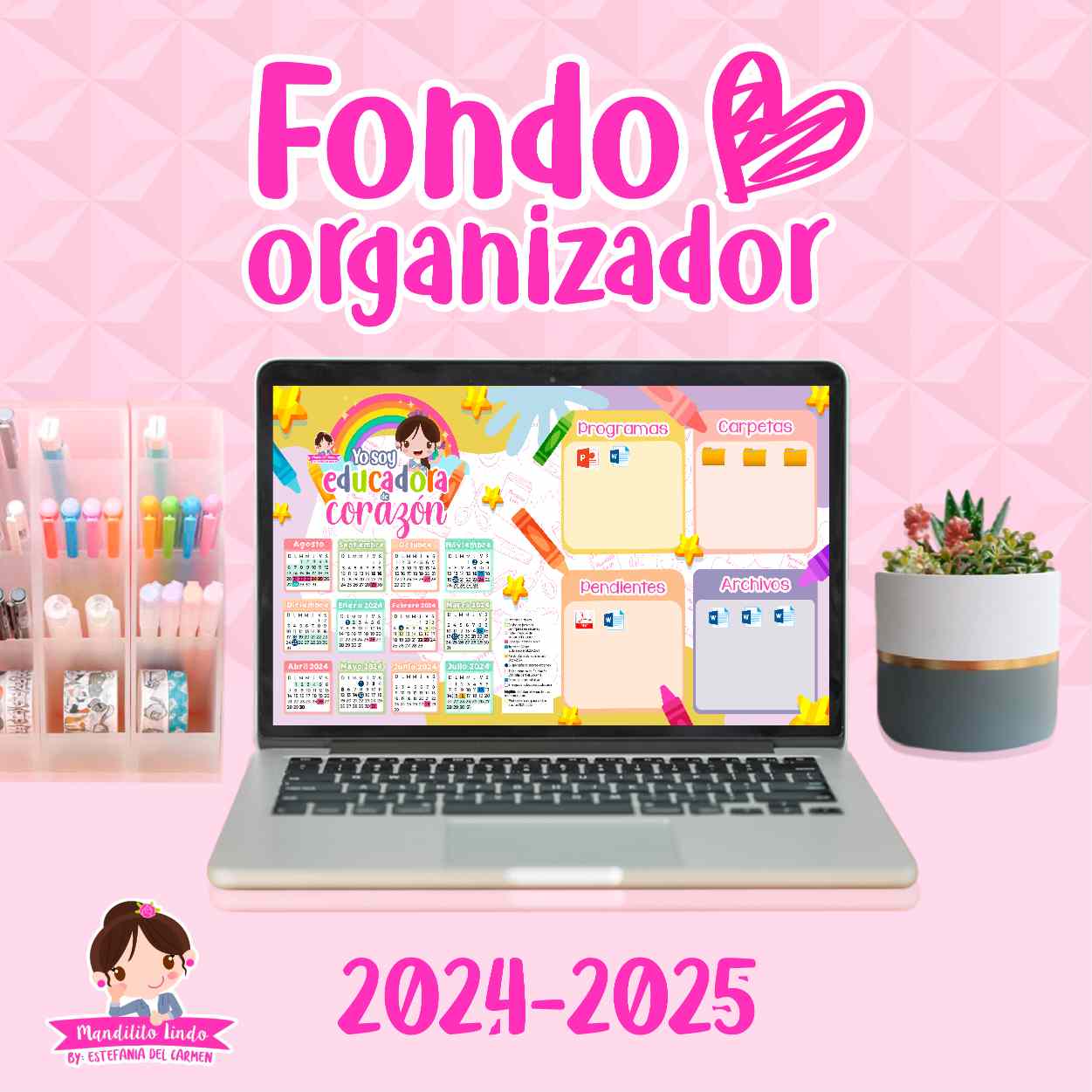 Fondo de escritorio: organizador de archivos con calendario de fechas de la sep