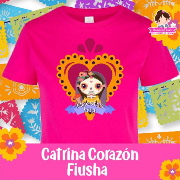 Playera de catrina corazón día de muertos