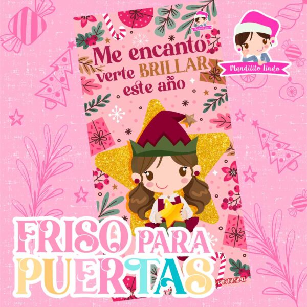 Friso para puerta: Me encantó verte brillar este año- descárgalo en PDF e imprime en lona para decorar tu puerta