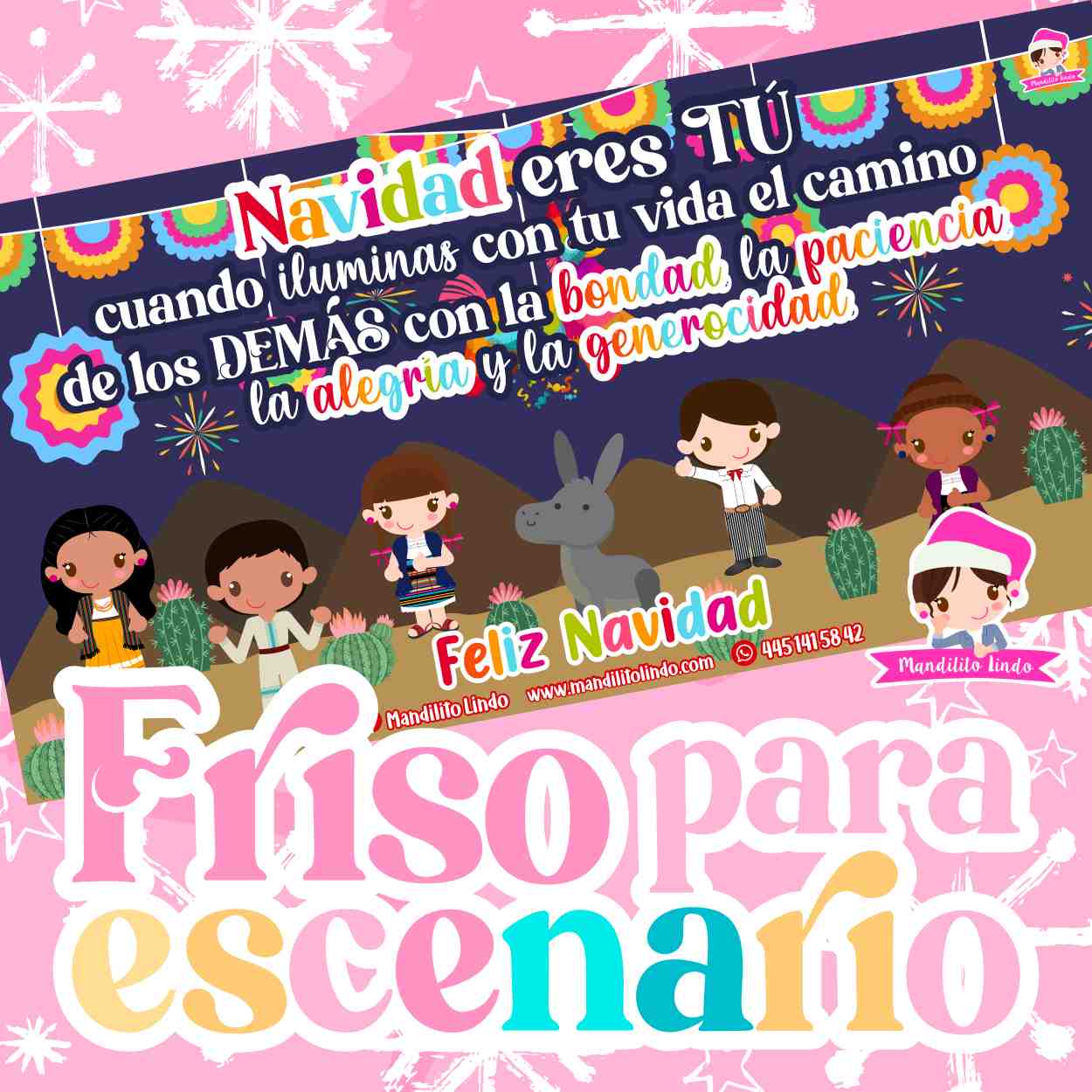 Friso para escenario: Navidad eres TÚ- descárgalo en PDF e imprime en lona para decorar tu puerta