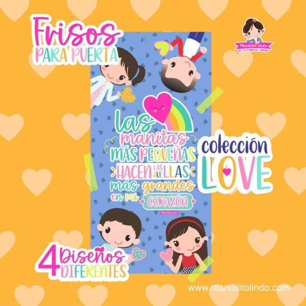 Friso para puerta: Corazones niños- descárgalo en PDF e imprime en lona para decorar tu puerta